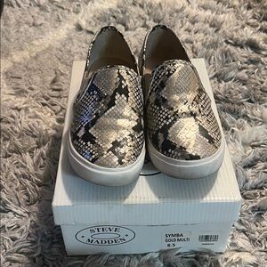 Steve Madden Women's Snakeskin Gold Slip-On Sneakers